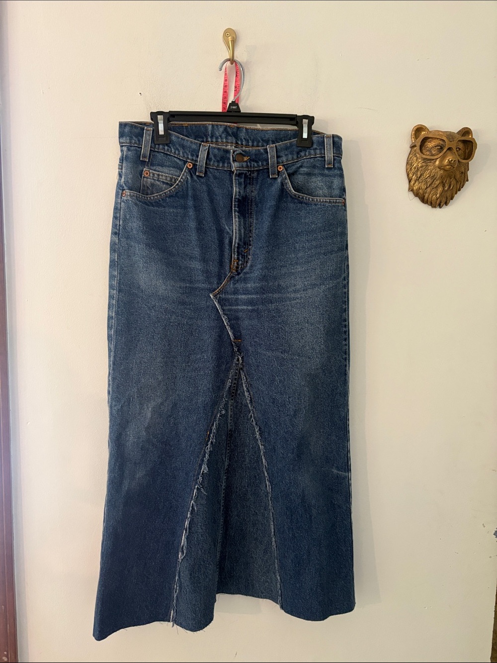 Levi's Dark Blue Denim Maxi Skirt with Front Panel Split